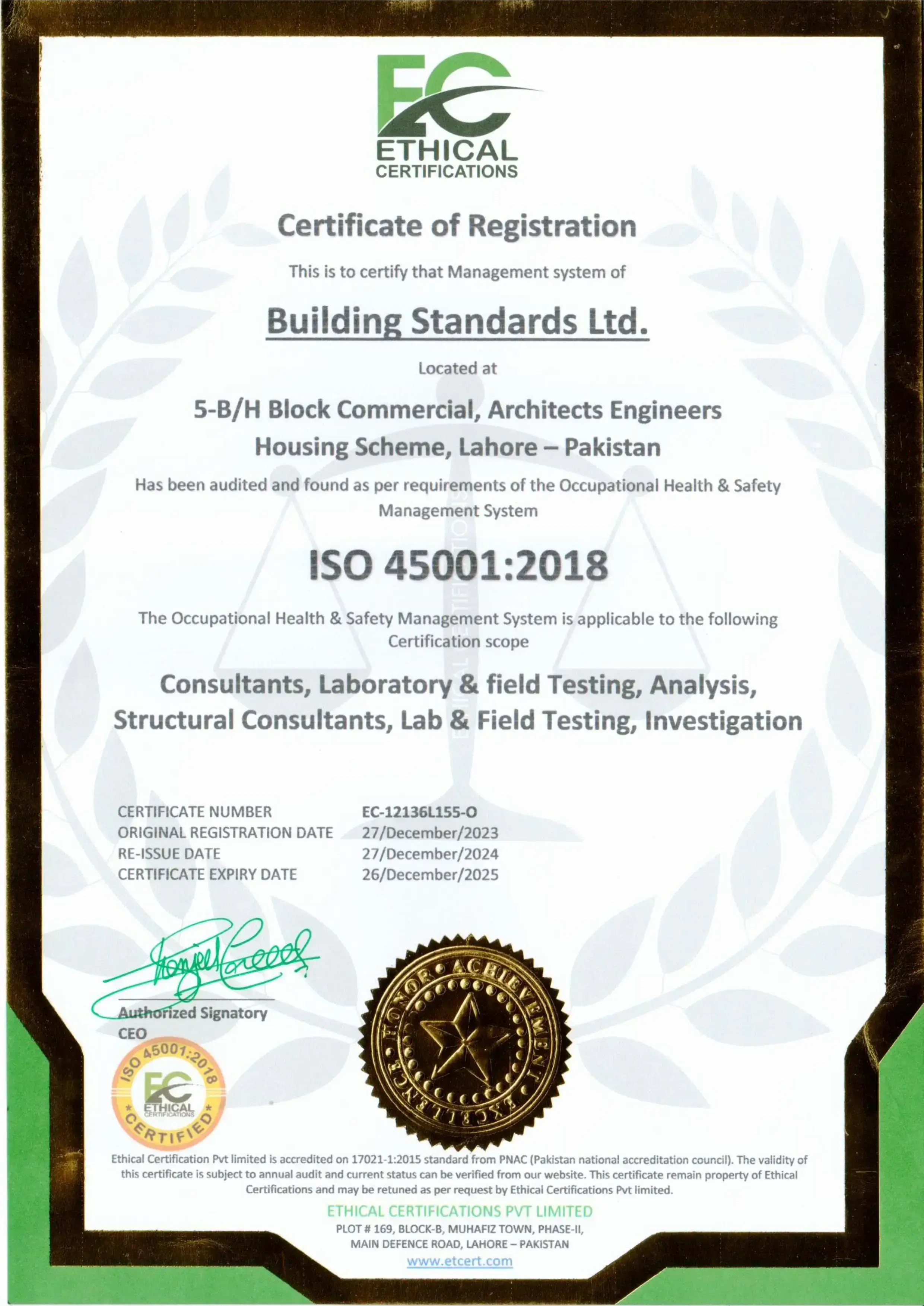 ISO 45001:2018 Certification